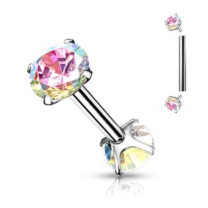 DOUBLE CRYSTAL 8MM STRAIGHT BARBELL - INTERNALLY THREADED