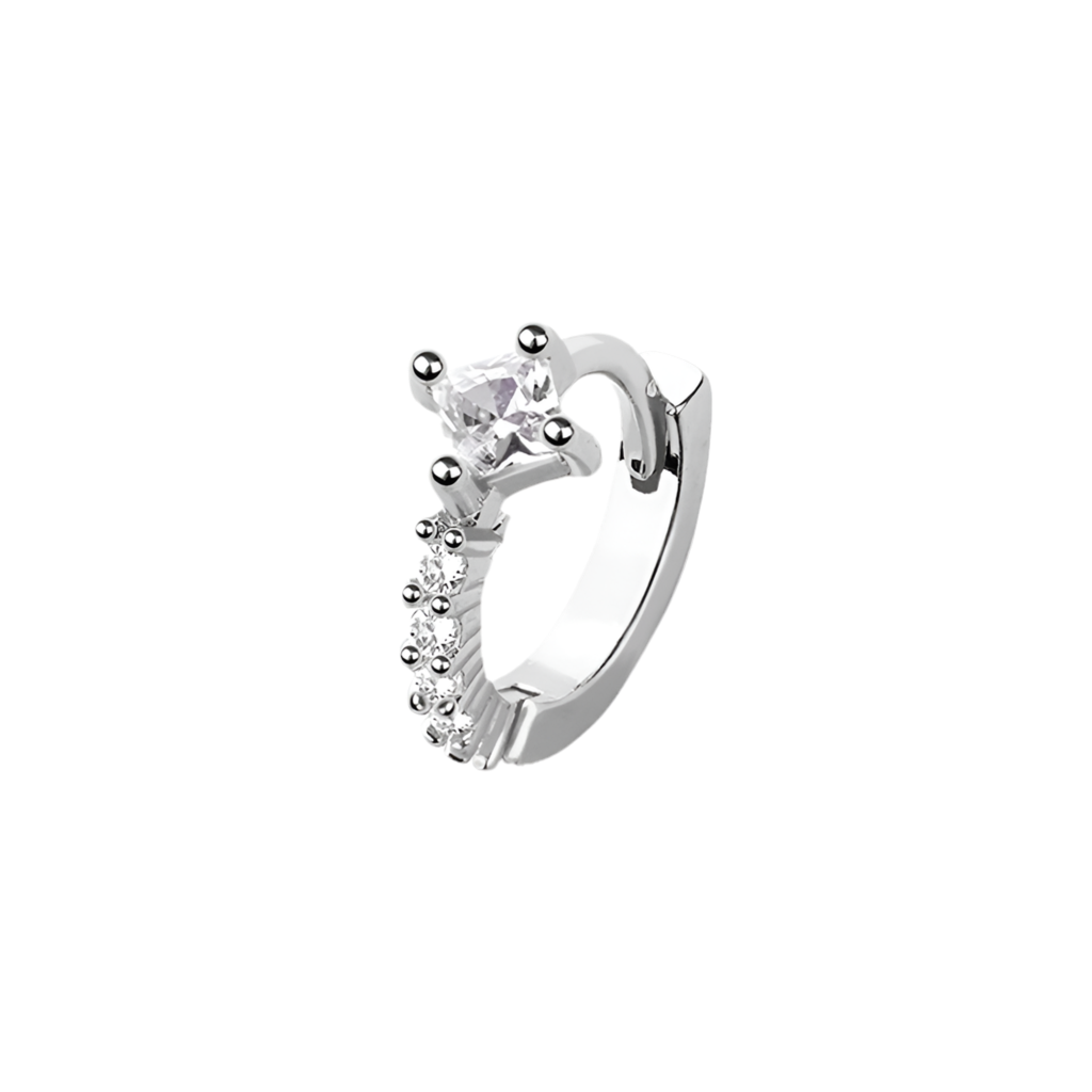 CRYSTAL LINED SQUARE JEWELLED CLICKER HOOP FOR EAR & NOSE - 8MM