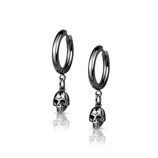 SKULL CHARM HOOP EARRINGS