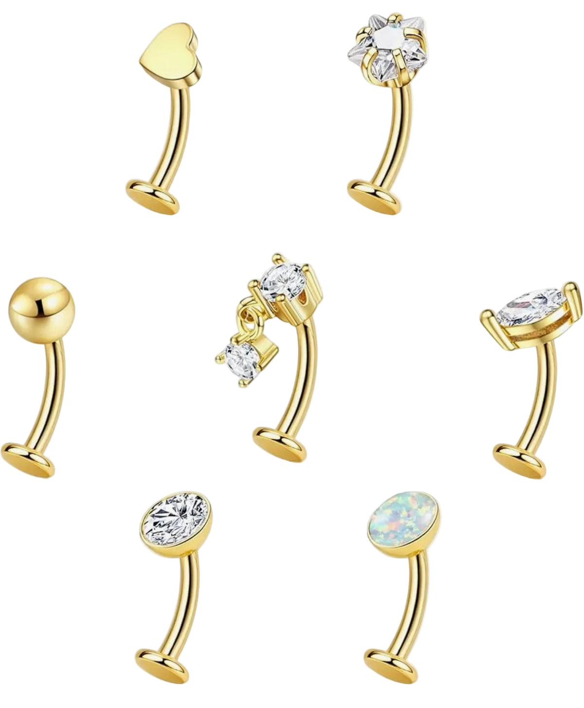 LIMITED EDITION 7 FLOATING BELLY BARS BUNDLE - GOLD - 14 GAUGE -8MM