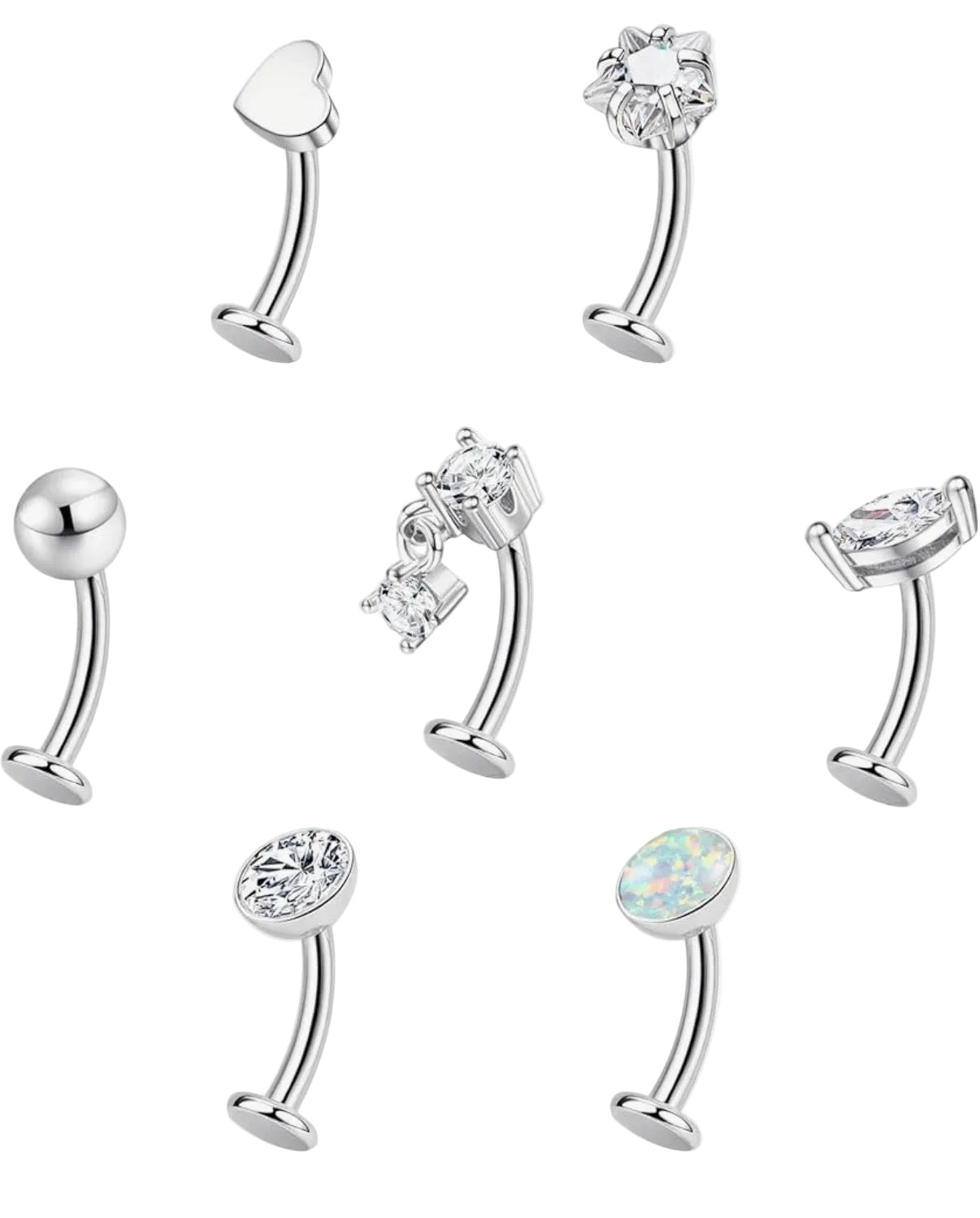 LIMITED EDITION 7 FLOATING BELLY BARS BUNDLE - SILVER - 14 GAUGE -8MM
