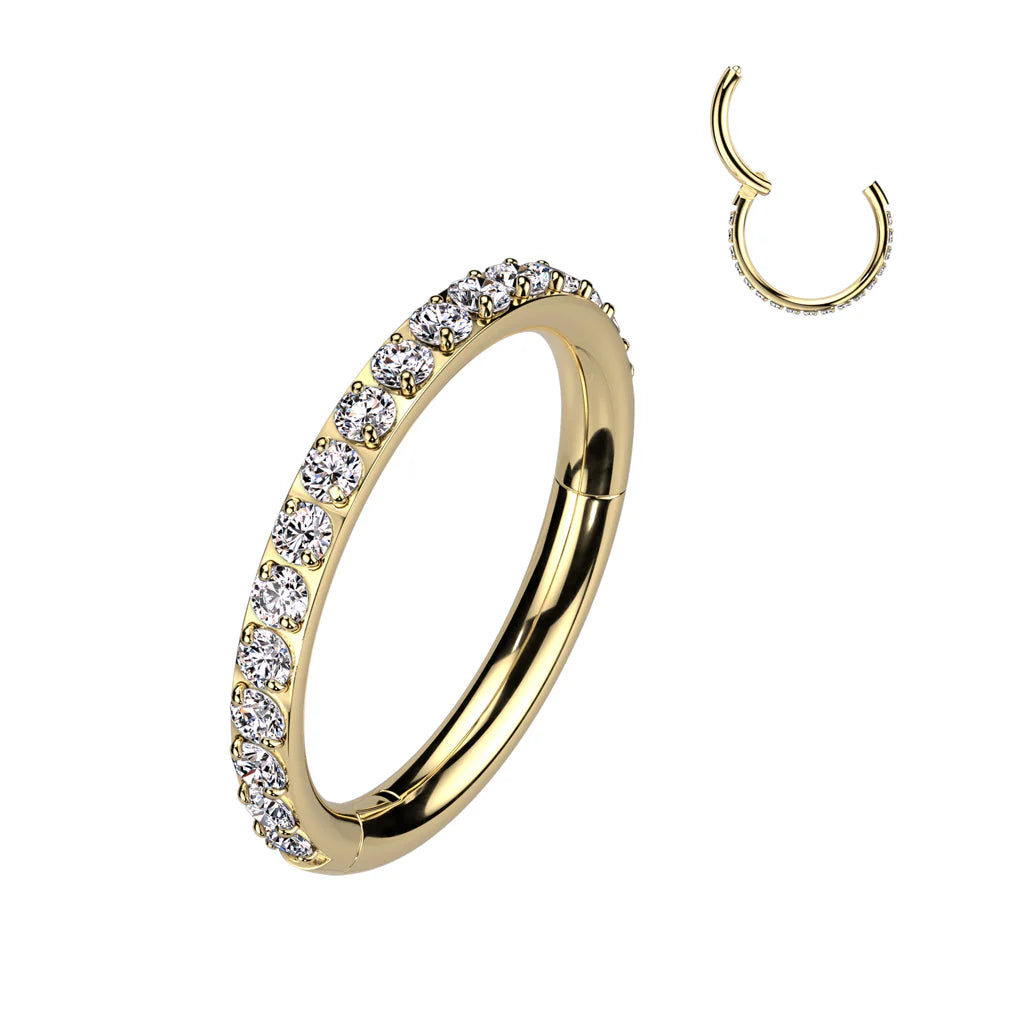 TITANIUM CRYSTAL SINGLE LINED CONCH HOOP 12MM