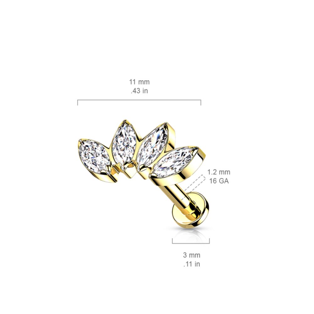 TITANIUM MARQUISE FLAT BACK LABRET