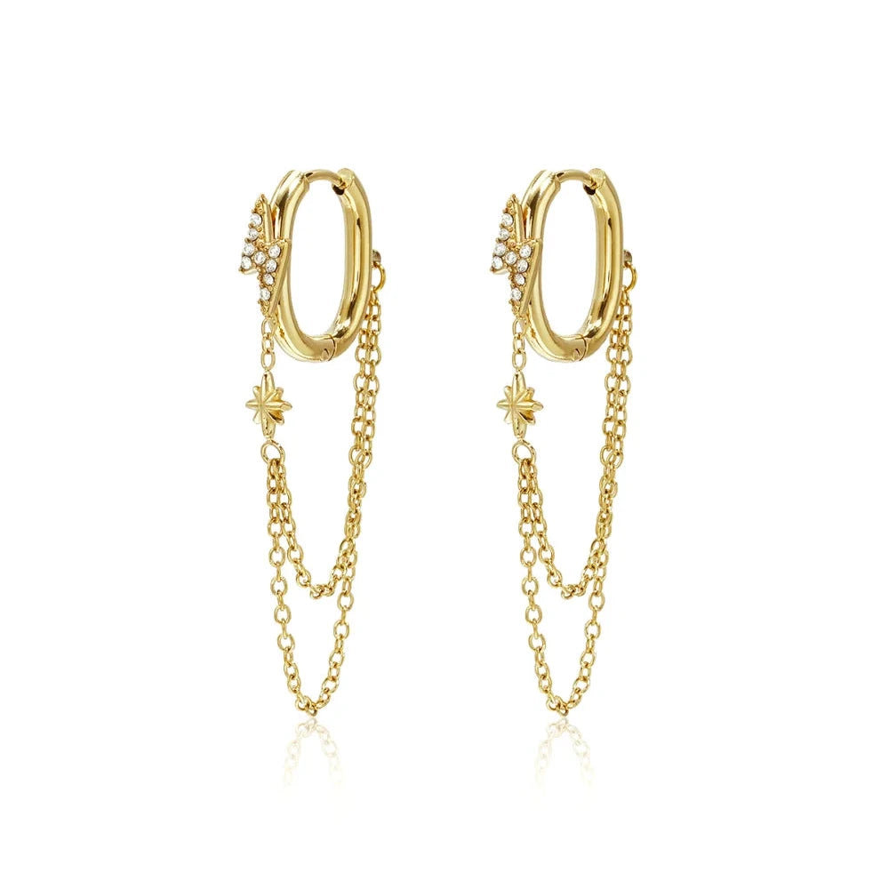 STORMY NIGHTS DANGLY CHARM CHAIN EARRINGS