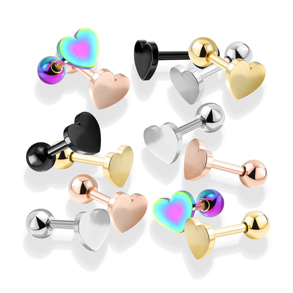 PLAIN HEART BARBELL - 6MM - 16 GAUGE