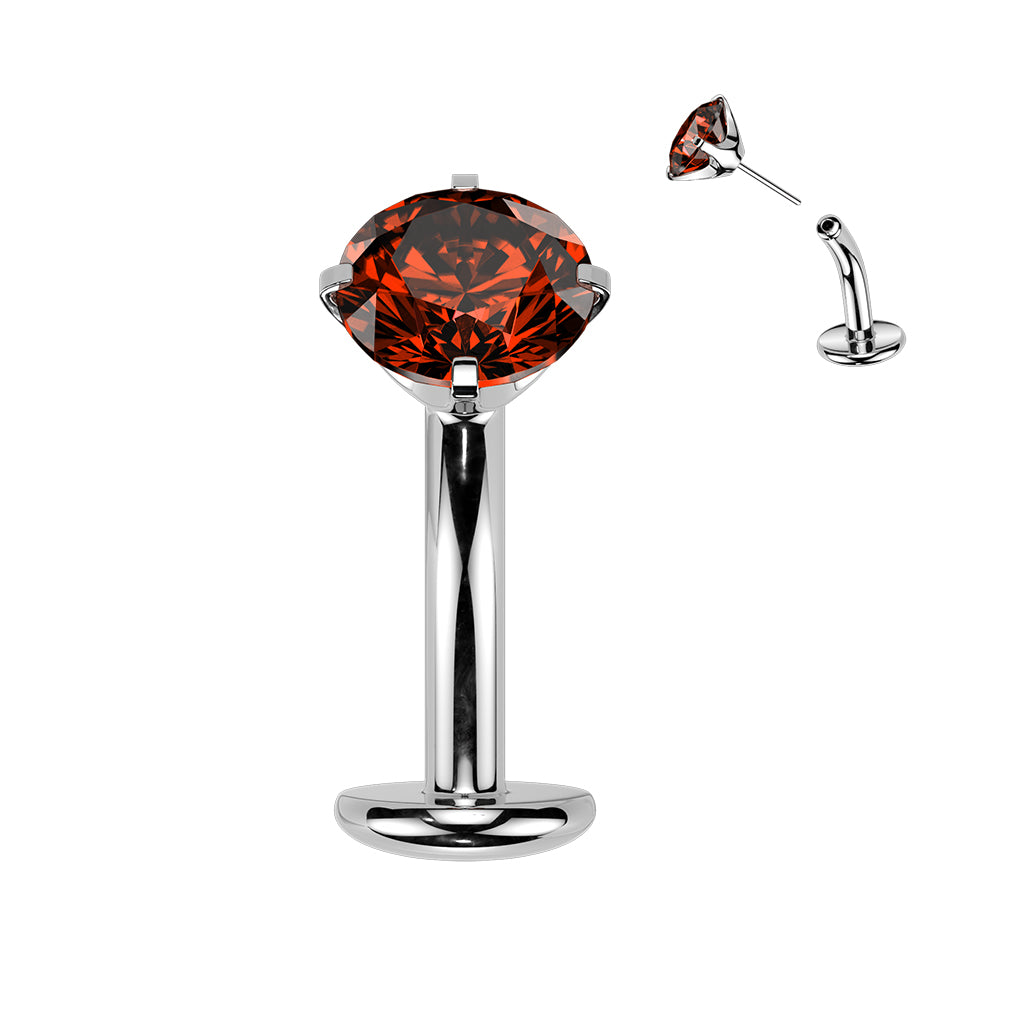 TITANIUM RED CRYSTAL FLOATING THREADLESS FLAT DISK BELLY BAR - 14 GAUGE - 8MM
