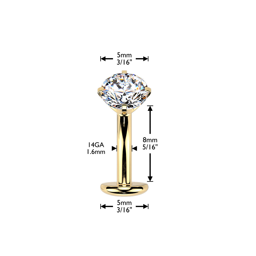 TITANIUM GOLD CRYSTAL FLOATING THREADLESS FLAT DISK BELLY BAR - 14 GAUGE - 8MM