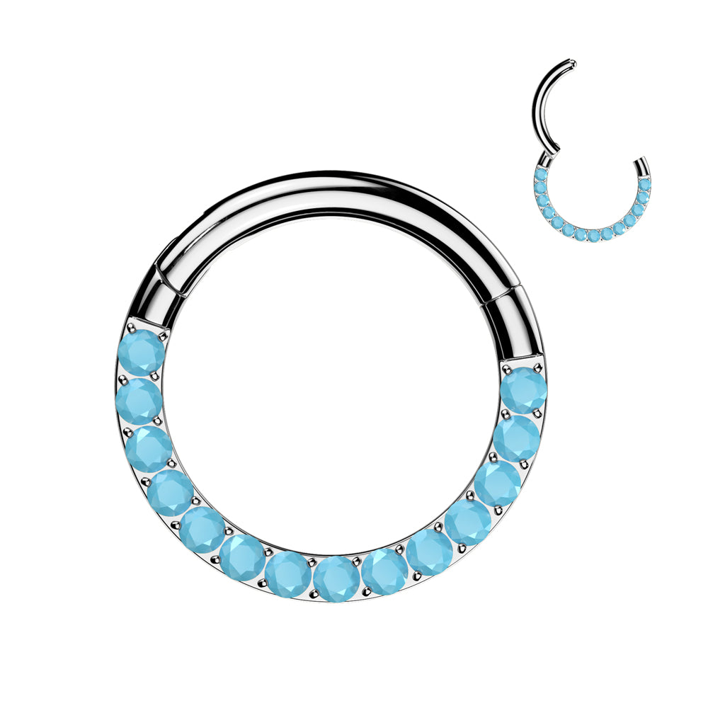 TITANIUM TURQUOISE HINGE CLOSE FASTENING 8MM HOOP - 16 GAUGE