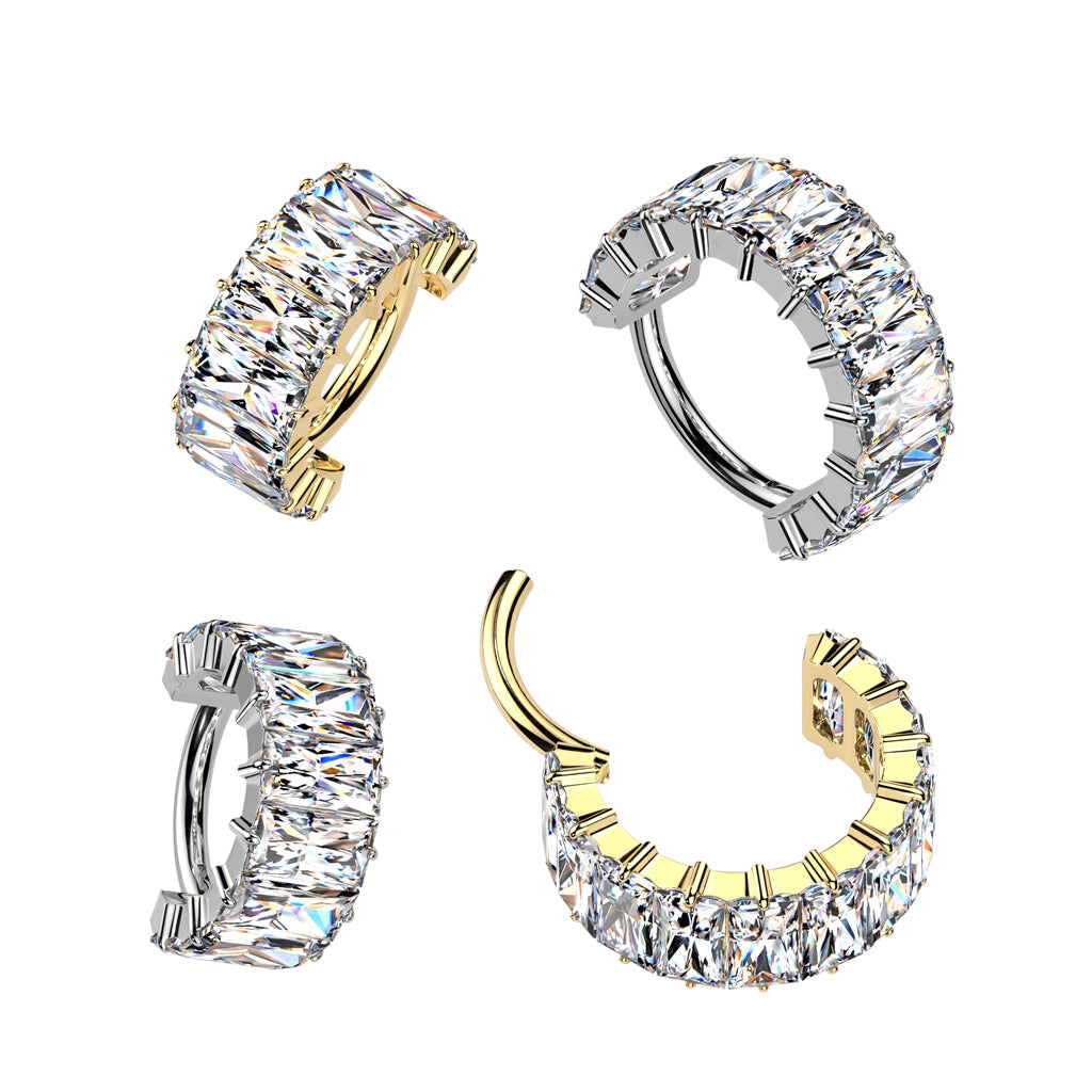 TITANIUM GOLD STATEMENT ULTRA CRYSTAL 10MM CONCH HOOP - 16 GAUGE