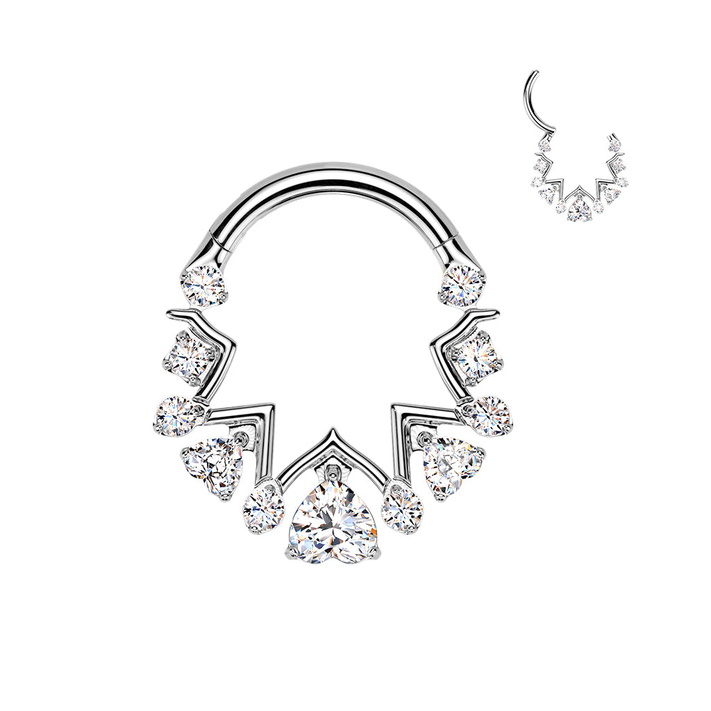 TITANIUM ULTRA LUX LOVE HEART ZIG ZAG HOOP - 16 GAUGE / 1.2MM - 8MM