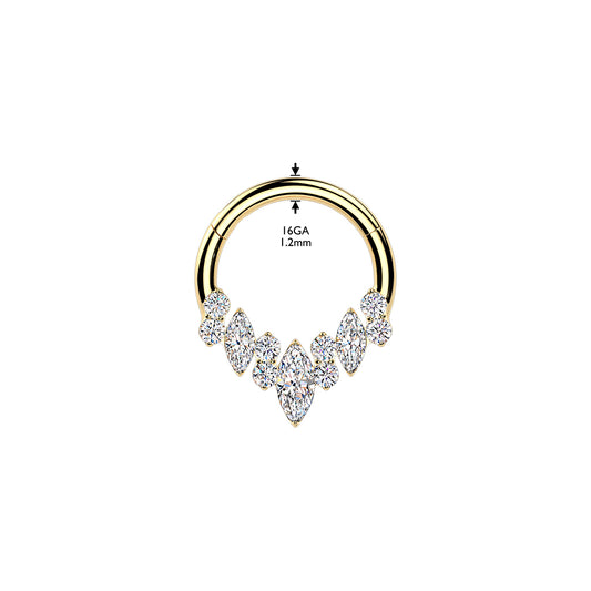 TITANIUM GOLD CRYSTAL MARQUISE HINGE CLOSE HOOP
