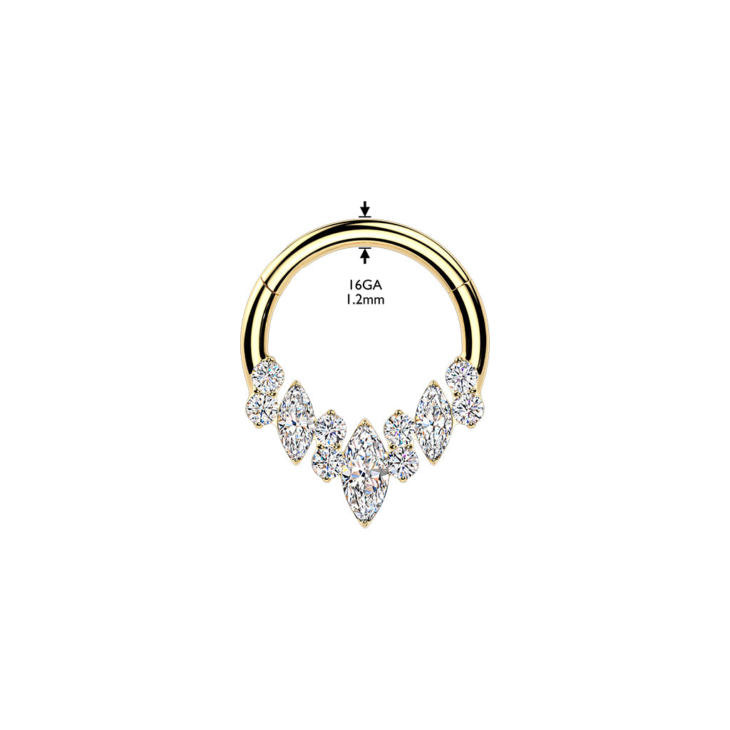 TITANIUM GOLD CRYSTAL MARQUISE HINGE CLOSE HOOP