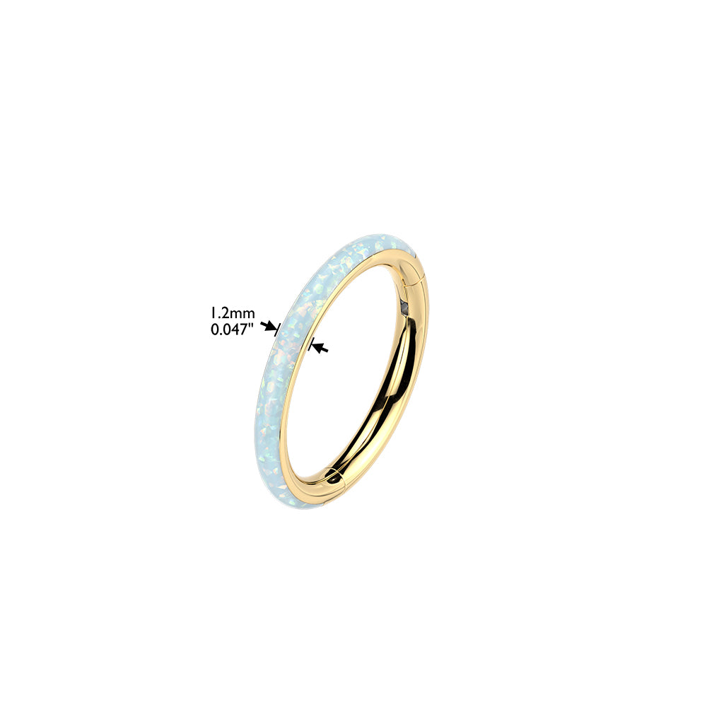 TITANIUM GOLD OPAL LINED NOSE / EAR HOOP - 20 GAUGE - 7MM