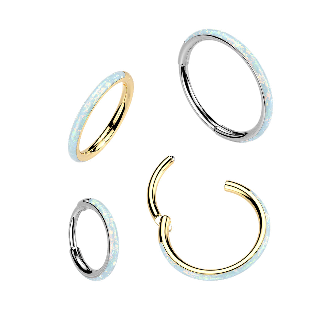 TITANIUM OPAL LINED NOSE / EAR HOOP - 20 GAUGE - 6MM