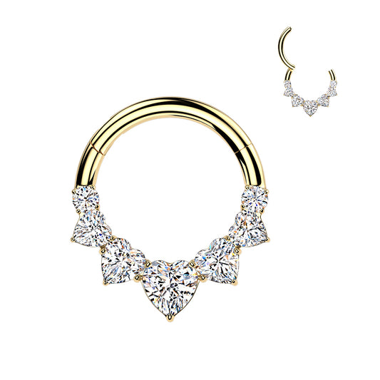 TITANIUM LOVE HEART CRYSTAL HINGE CLOSE HOOP