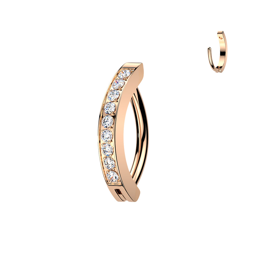 TITANIUM DAINTY CRYSTAL LINED BELLY CLICKER HINGE RING - 16 GAUGE - 8MM