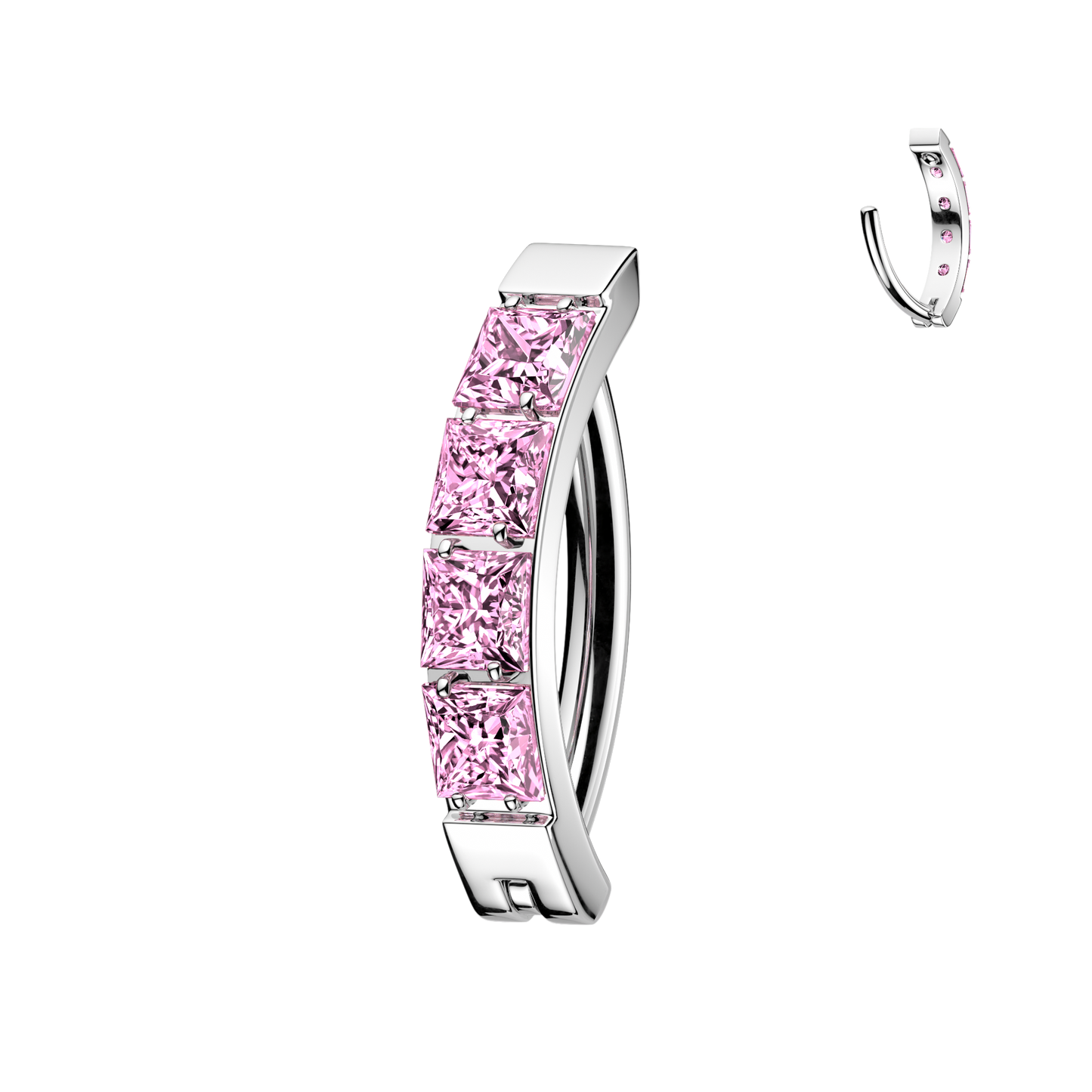 TITANIUM PINK CRYSTAL BELLY CLICKER HOOP - 14 GAUGE - 10MM
