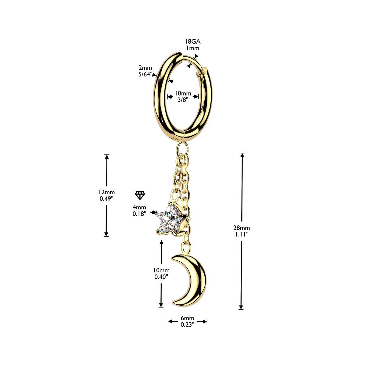 LUNA NIGHTS CHARM DANGLY HOOP EARRINGS