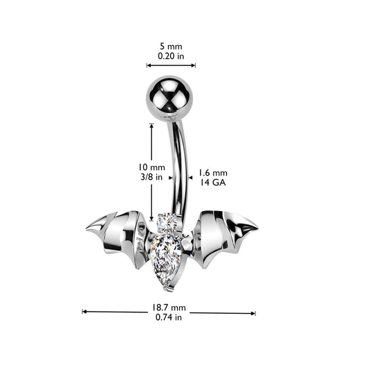TITANIUM CRYSTAL BAT BELLY BAR - 14 GAUGE