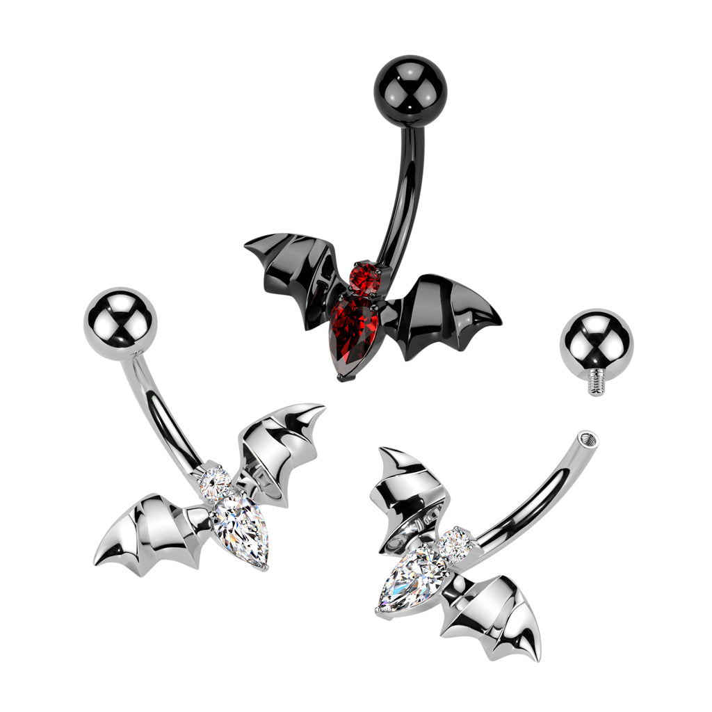 TITANIUM CRYSTAL BAT BELLY BAR - 14 GAUGE