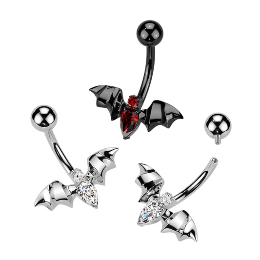 TITANIUM CRYSTAL BLACK BAT BELLY BAR - 14 GAUGE