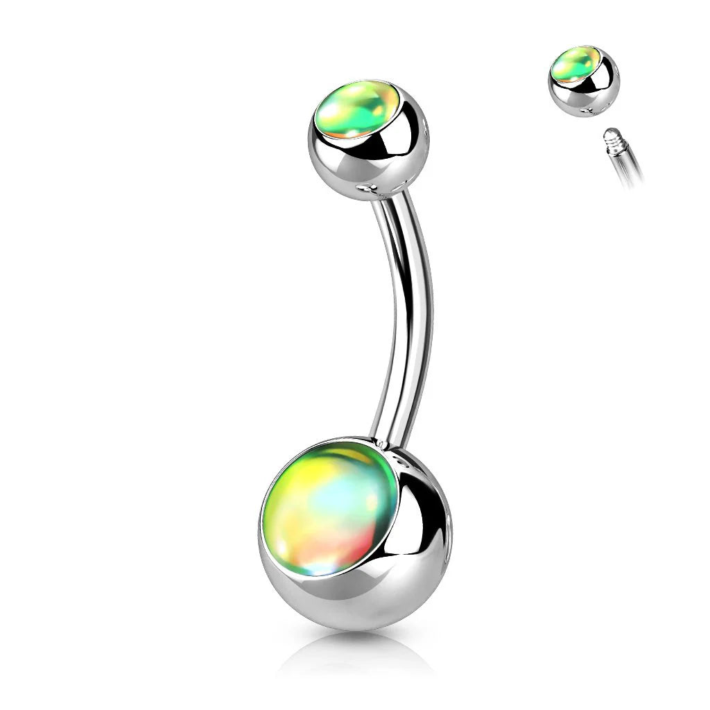 ILLUMINATING DOUBLE OPAL BELLY BAR - 10MM