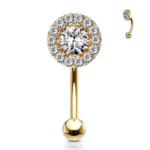 DOUBLE CRYSTAL 8MM CURVED BARBELL FOR EYEBROW / ROOK - 8MM