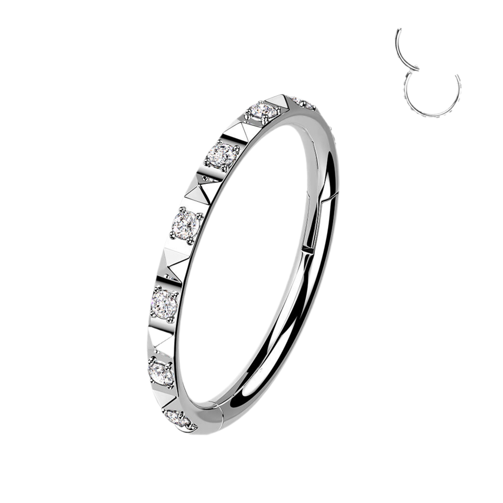 TITANIUM CRYSTAL STUDDED CONCH HOOP - 10MM
