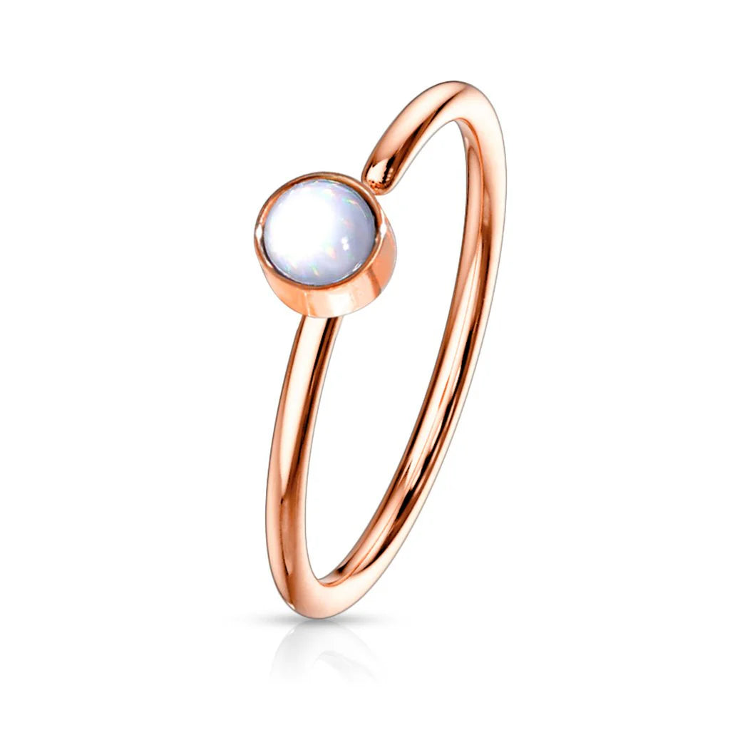 DAINTY MULTICOLOURED OPAL CENTRE NOSE RING - 8MM