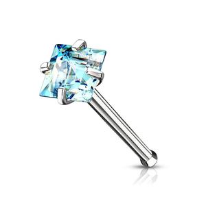 MINI CRYSTAL SQUARE NOSE STRAIGHT PRONG NOSE STUD