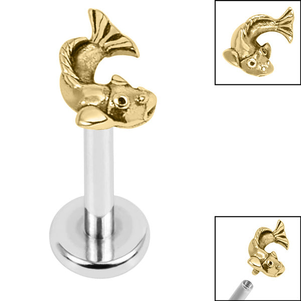 TITANIUM MINI KOI FISH FLAT BACK LABRET