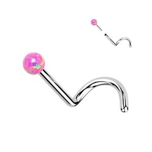TITANIUM OPAL TOP DAINTY SCREW NOSE STUD