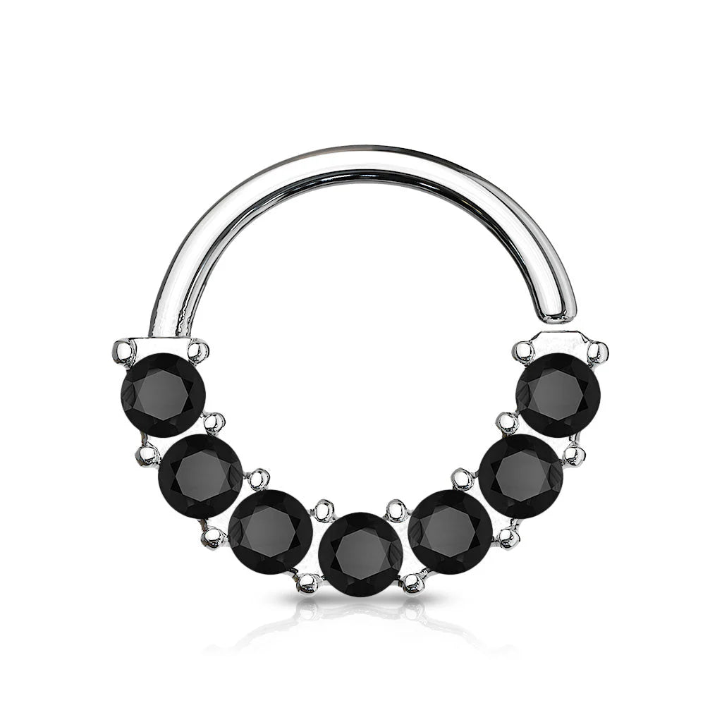 SPARKLE FRONT FACING CRYSTAL JEWELLED BENDABLE HOOP - 8MM - 16 GAUGE