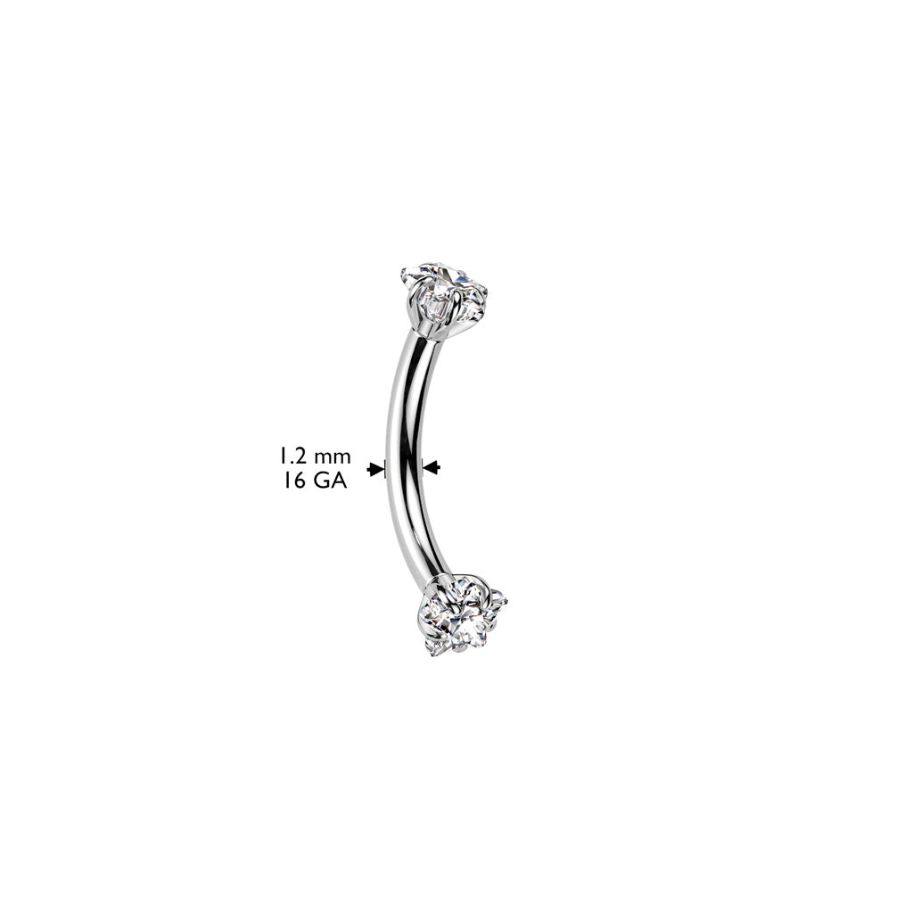 TITANIUM CRYSTAL STAR CURVED BARBELL - 10MM - 16 GAUGE