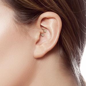 CRYSTAL FLOWER CIRCULAR BARBELL - 12MM
