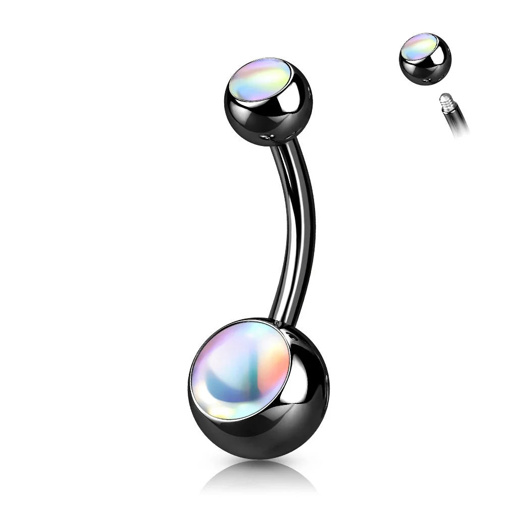 ILLUMINATING DOUBLE OPAL BELLY BAR - 10MM