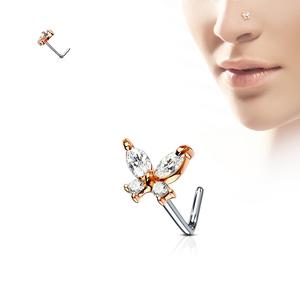 CRYSTAL L BEND BUTTERFLY NOSE STUD