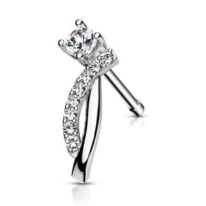 CRYSTAL STATEMENT STRAIGHT PRONG NOSE STUD - 6MM