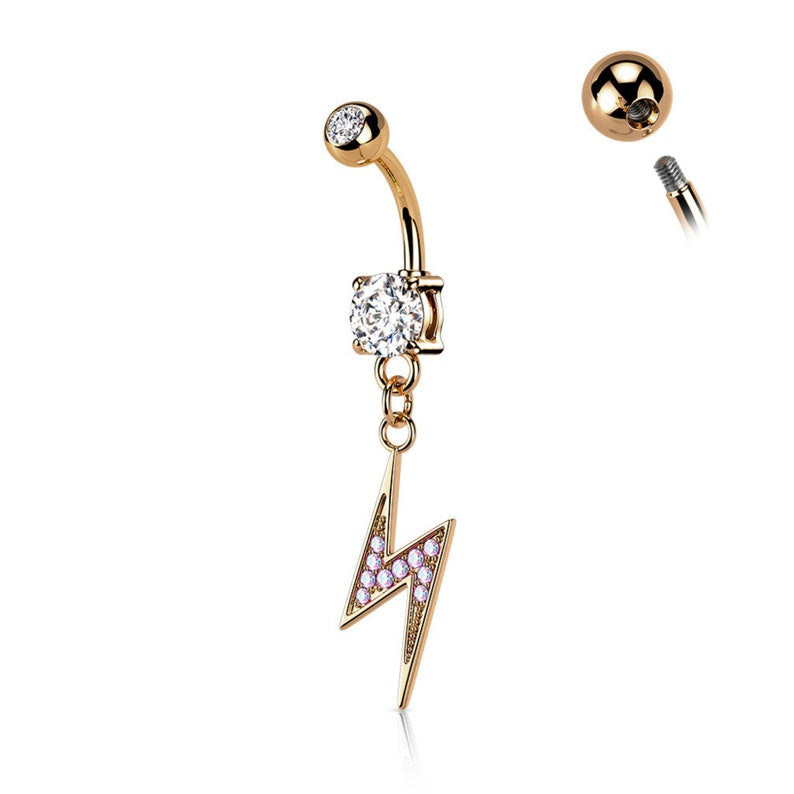 DANGLING  LIGHTENING BOLT BELLY BUTTON RING
