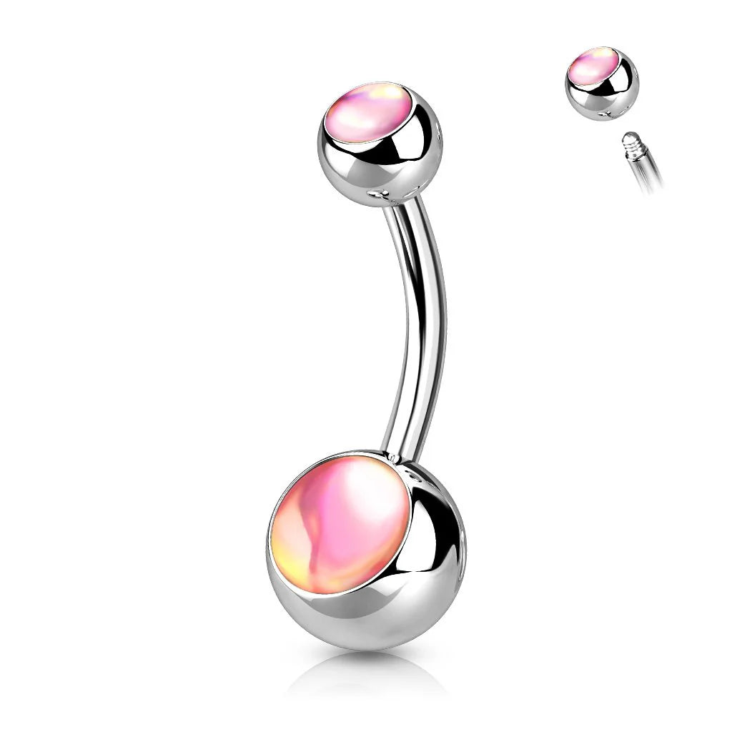 ILLUMINATING DOUBLE OPAL BELLY BAR - 10MM