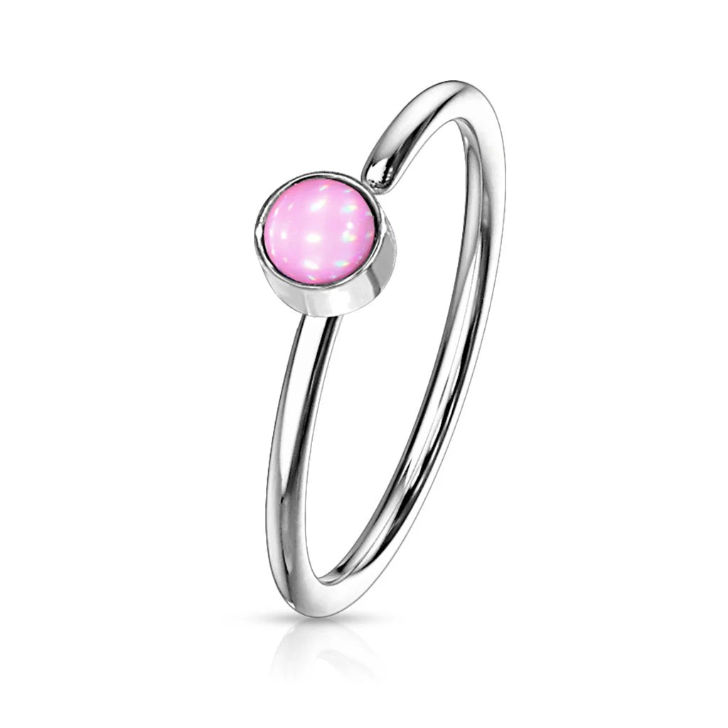 DAINTY MULTICOLOURED OPAL CENTRE NOSE RING - 8MM