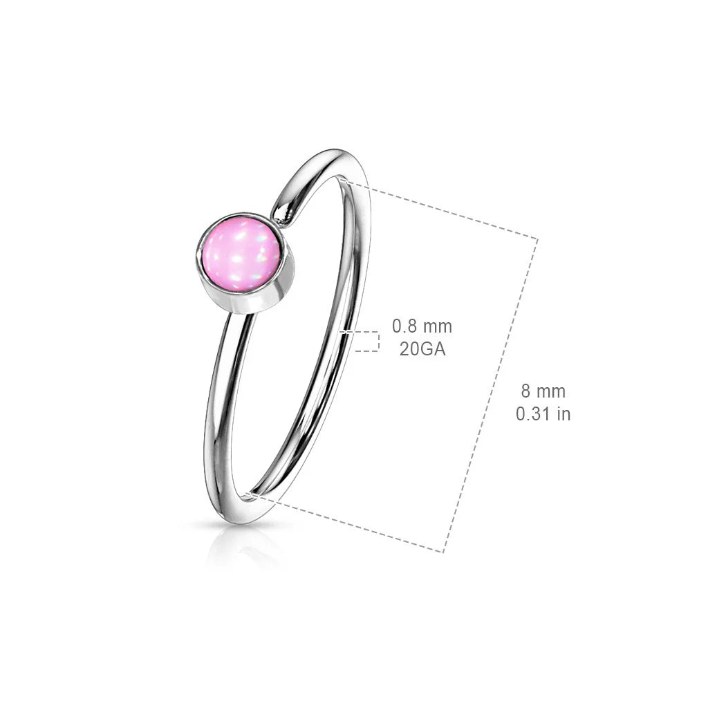 DAINTY MULTICOLOURED OPAL CENTRE NOSE RING - 8MM