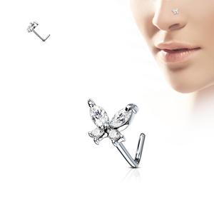 CRYSTAL L BEND BUTTERFLY NOSE STUD
