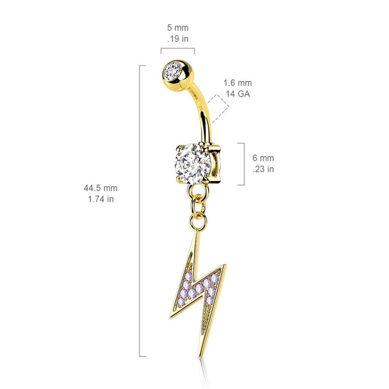 DANGLING  LIGHTENING BOLT BELLY BUTTON RING