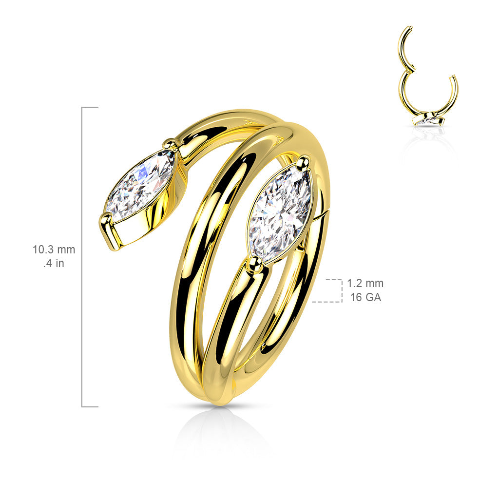 10MM CRYSTAL TWIST CONCH HINGE CLOSE FASTENING HOOP - 10MM