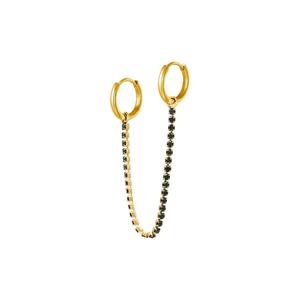 GREEN CRYSTAL CHAIN CONNECTOR HOOP EARRINGS