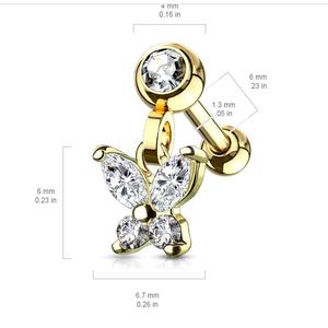 CRYSTAL BUTTERFLY CHARM BARBELL