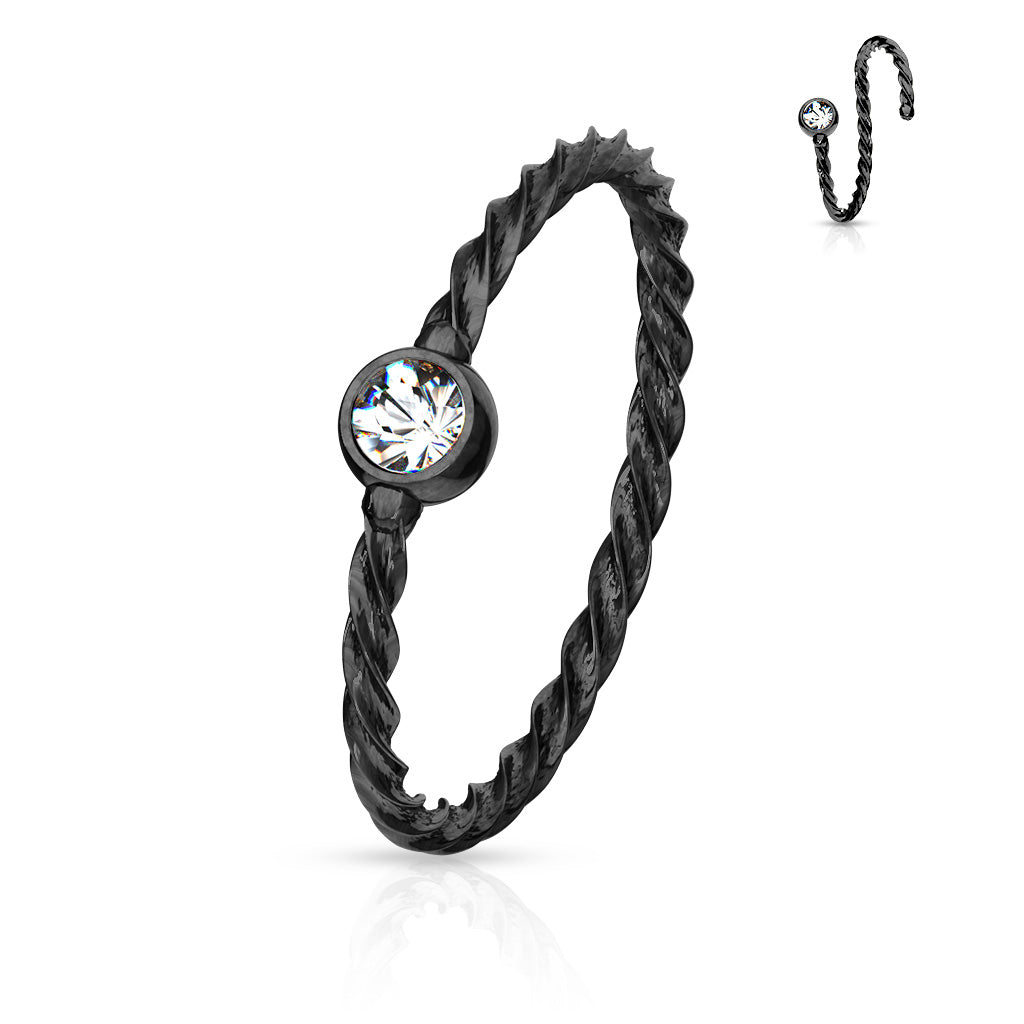DAINTY BRAIDED MICRO CRYSTAL NOSE RING - 8MM