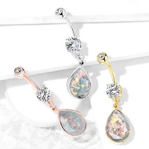 OPAL TEARDROP BELLY BARBELL - 10MM