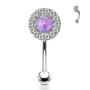 OPAL CENTRE & CRYSTAL LINED CURVED BARBELL - 8MM
